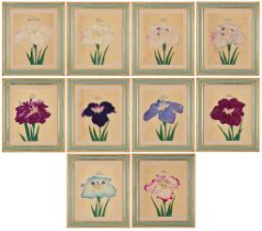 A GROUP OF TEN JAPANESE HAND-COLOURED BOTANICAL WOODBLOCK PRINTS, CIRCA 1890