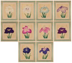 A GROUP OF TEN JAPANESE HAND-COLOURED BOTANICAL WOODBLOCK PRINTS, CIRCA 1890