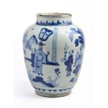A CHINESE BLUE AND WHITE JAR, TRANSITIONAL PERIOD (CIRCA 1640)