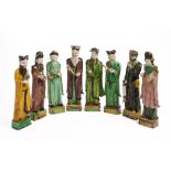 A RARE SET OF EIGHT CHINESE FAMILLE-VERTE DAOIST IMMORTALS, QING DYNASTY, KANGXI PERIOD (1662-1722)