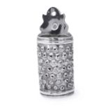 A DUTCH SILVER MINIATURE NUTMEG GRATER, FREDERIK VAN STRANDT II, AMSTERDAM, PROBABLY 1757