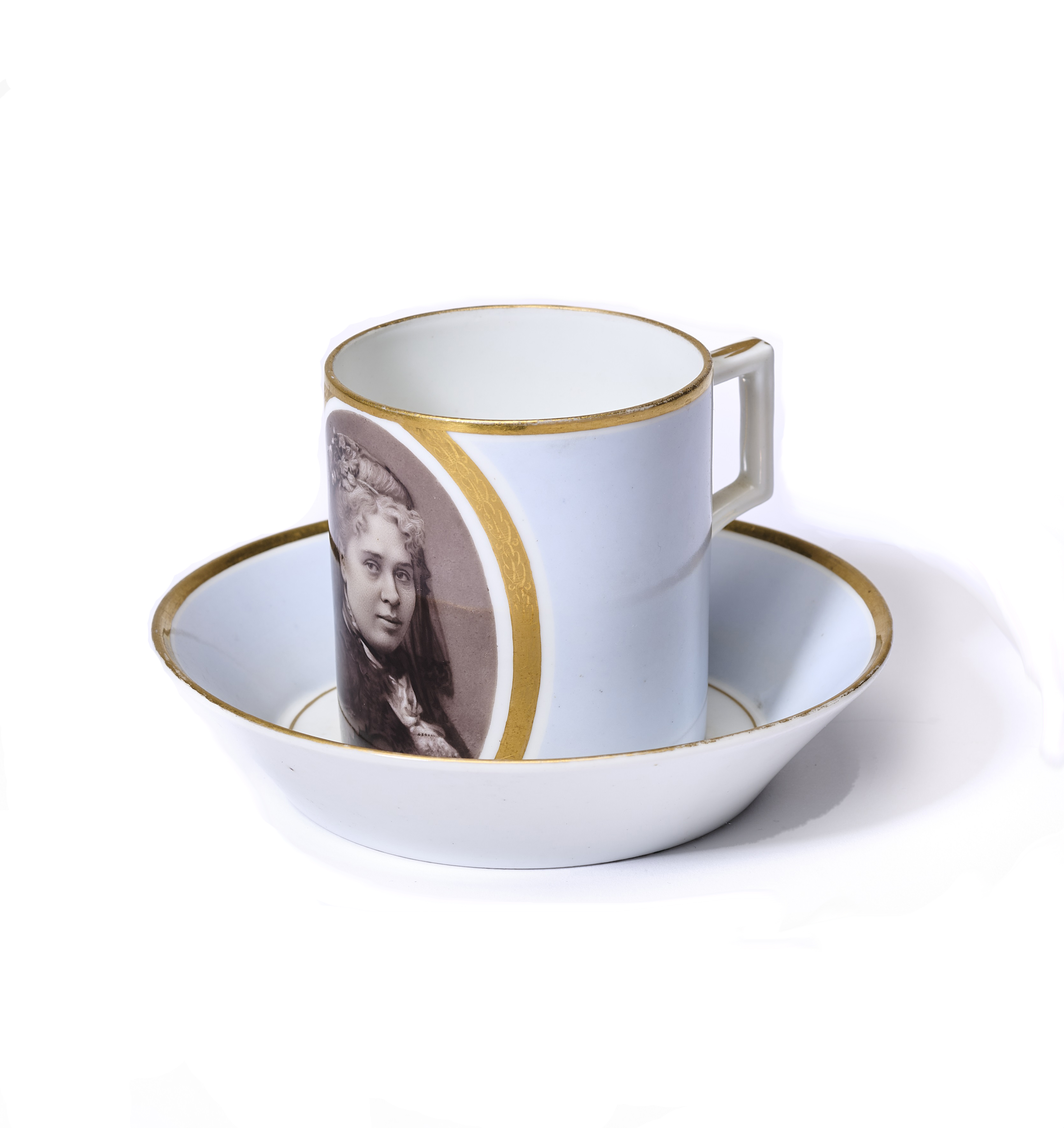 A RUSSIAN CUP AND SAUCER, IMPERIAL PORCELAIN MANUFACTORY, ST PETERSBURG, ALEXANDER II PERIOD