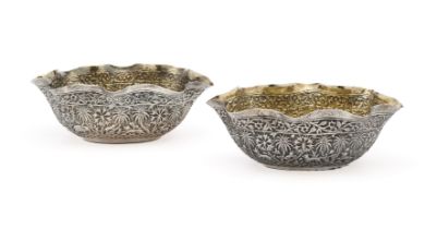 A PAIR OF INDIAN SILVER SWEETMEAT DISHES, UNMARKED, BENGAL, CIRCA 1900