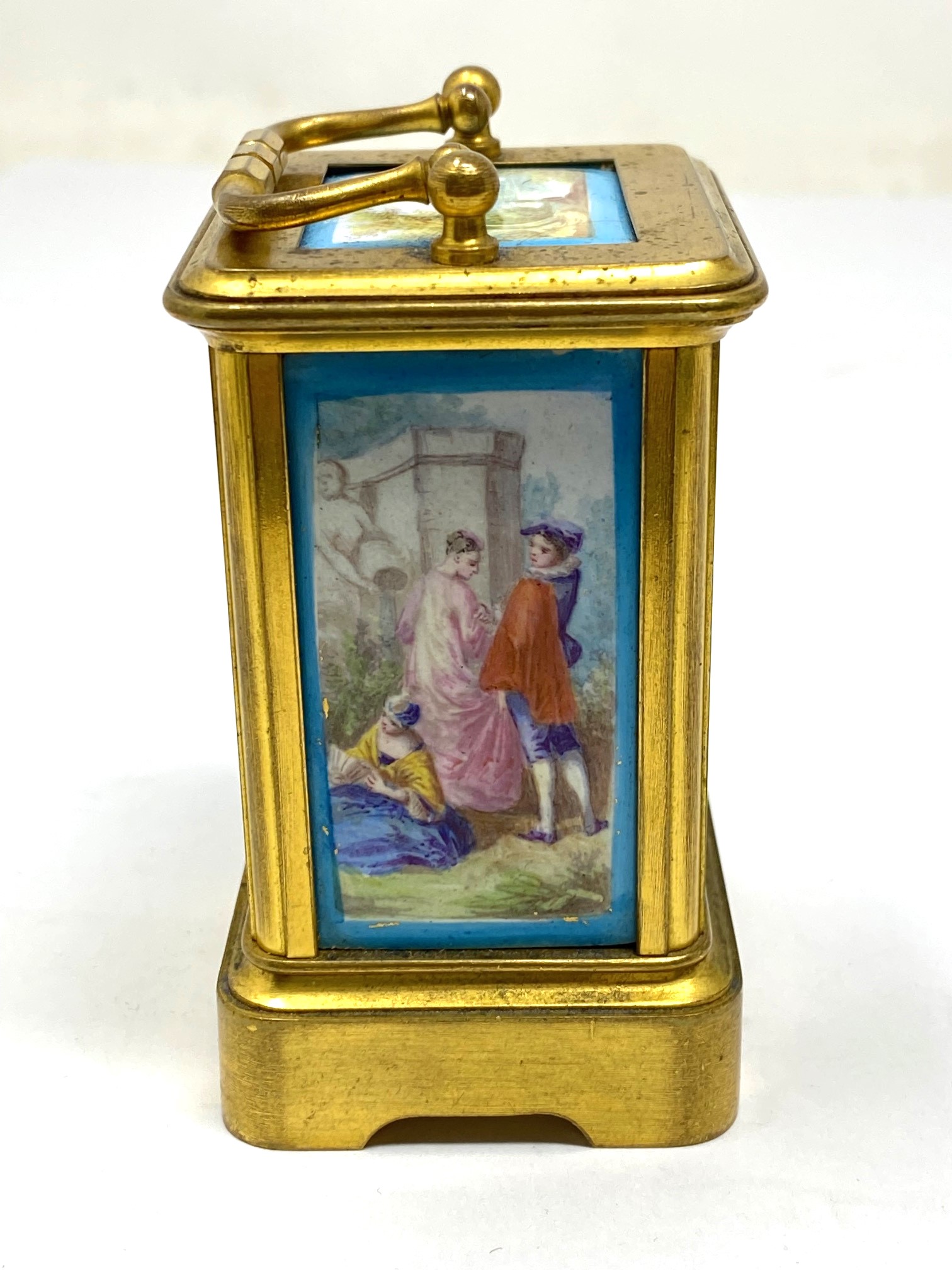 A FRENCH GILT-BRASS AND ENAMEL MINIATURE CARRIAGE CLOCK, PERHAPS J. DEJARDIN, PARIS, FOR RETAIL BY - Image 5 of 8