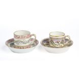 TWO SEVRES COFFEE CANS AND SAUCERS, 1780 AND CIRCA