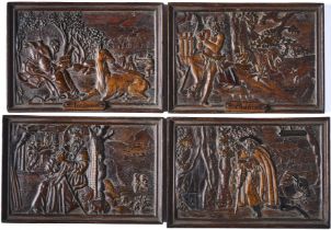 A GROUP OF FOUR WOOD RELIEF PANELS, PROBABLY BOHEMIAN, EGER, MID 17TH CENTURY