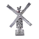 A DUTCH SILVER MINIATURE WINDMILL THREAD WINDER, MAKER'S MARK B ONLY, POSSIBLY FOR JAN BREDA OF