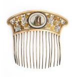A FRENCH SILVER, GOLD AND MICROMOSAIC HAIR COMB, PARIS, 1798-1809