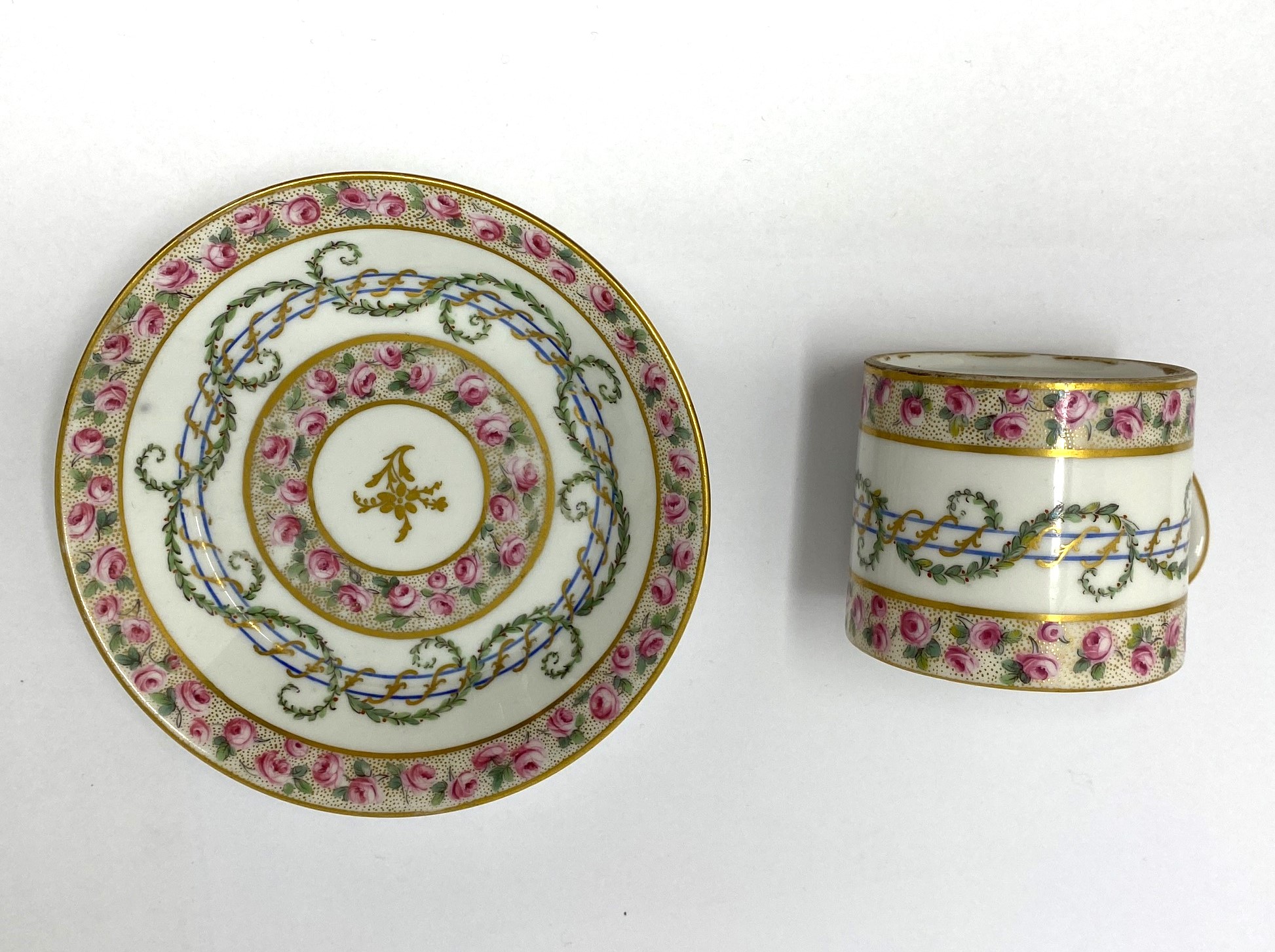 TWO SEVRES COFFEE CANS AND SAUCERS, 1780 AND CIRCA - Image 10 of 11
