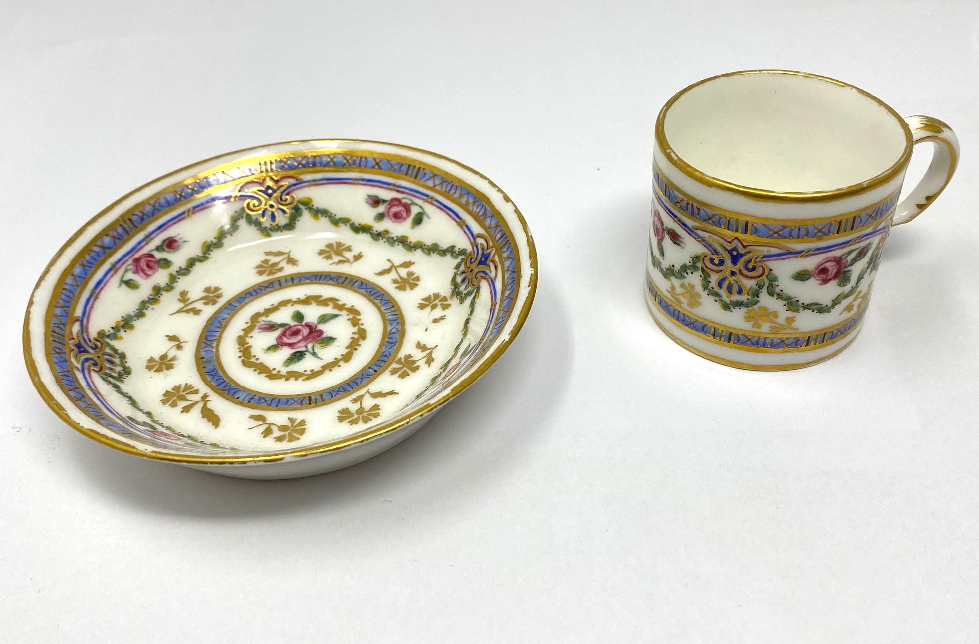 TWO SEVRES COFFEE CANS AND SAUCERS, 1780 AND CIRCA - Image 2 of 11