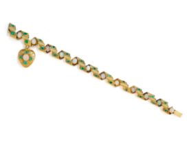 GOLD, EMERALD AND OPAL BRACELET, 1860s