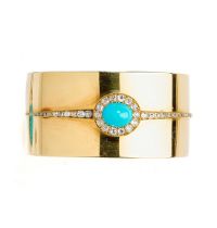 VICTORIAN GOLD, TURQUOISE AND DIAMOND BANGLE, 1870s