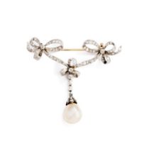 BELLE EPOQUE PEARL AND DIAMOND BROOCH, 1900s