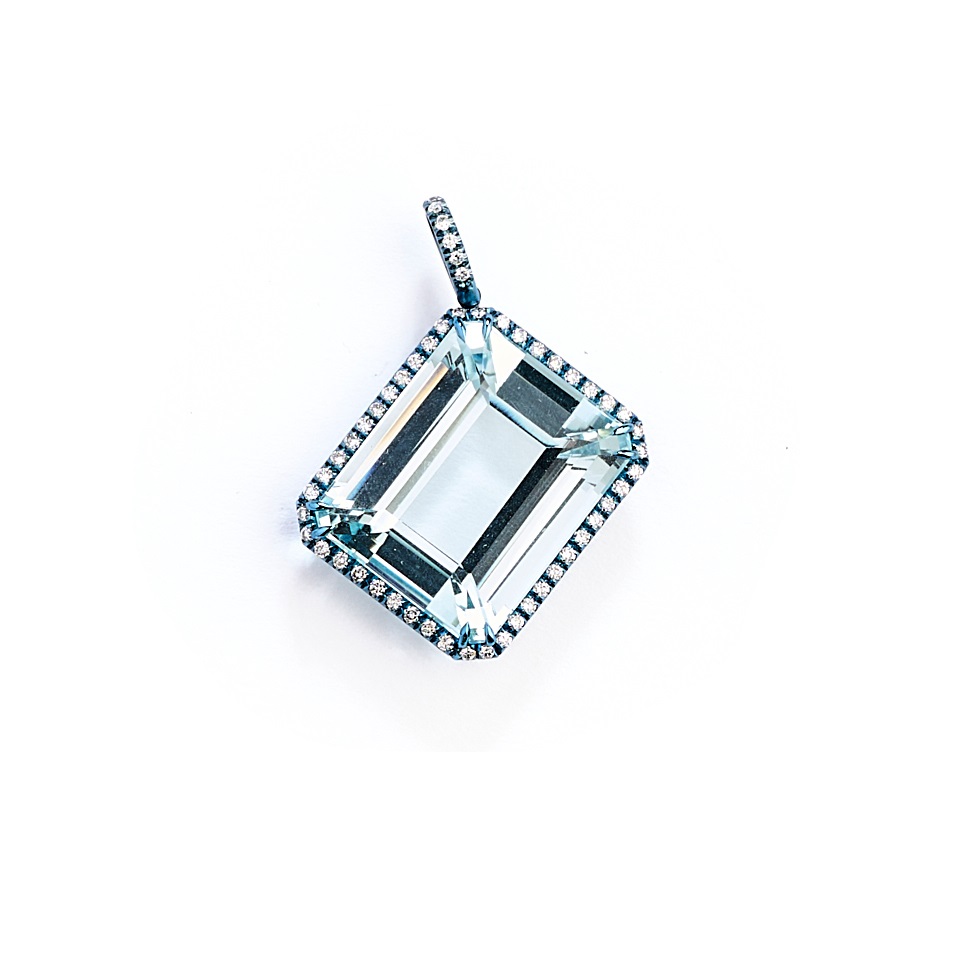 MARGHERITA BURGENER: AQUAMARINE AND DIAMOND PENDANT