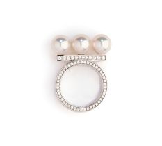 TASAKI: CULTURED PEARL AND DIAMOND 'BALANCE NEO' RING