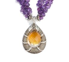 □ AMETHYST, CITRINE AND DIAMOND NECKLACE