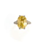 YELLOW SAPPHIRE AND DIAMOND RING