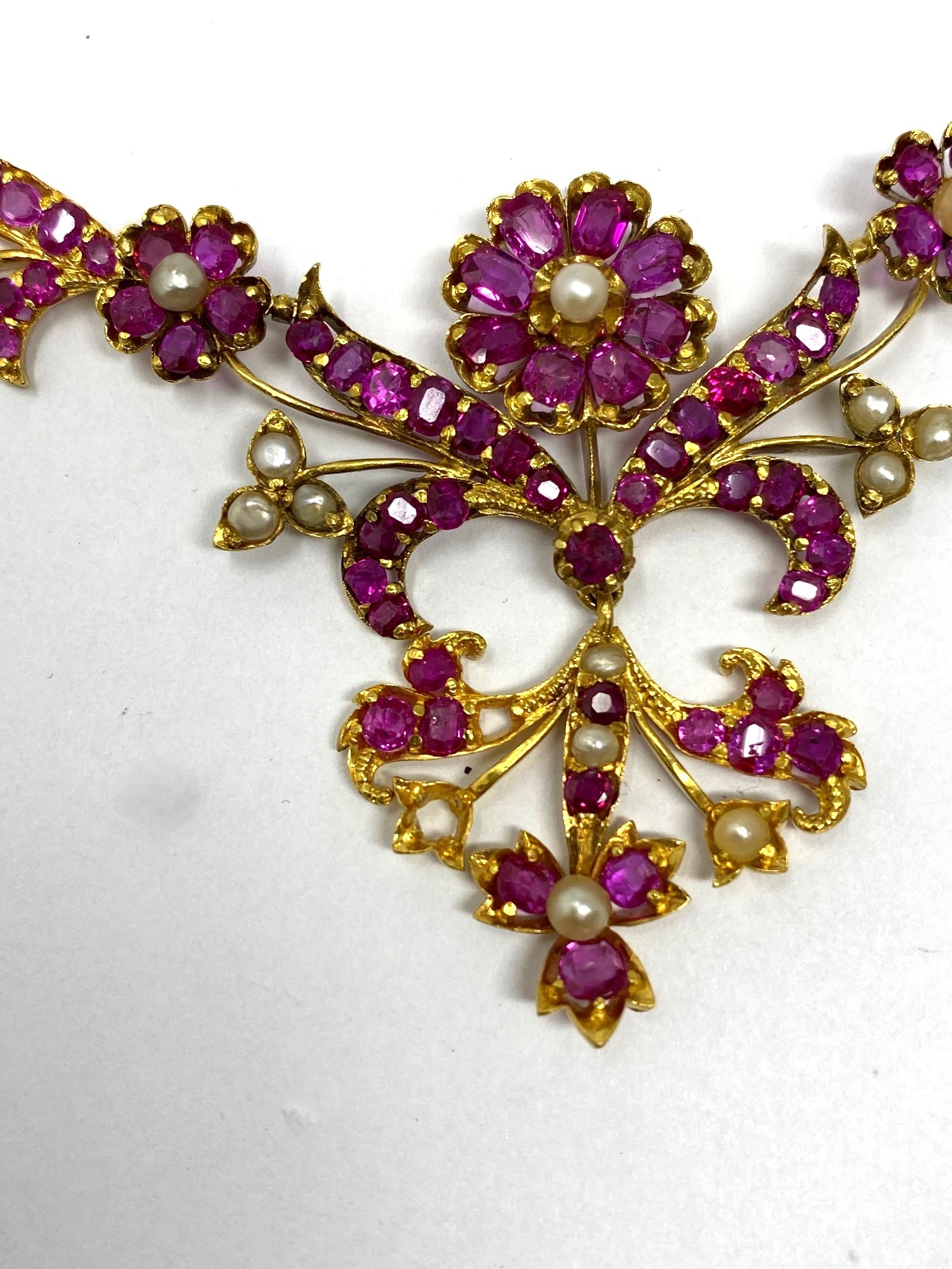 GOLD, RUBY AND SEED-PEARL NECKLACE, 1890s - Image 3 of 5