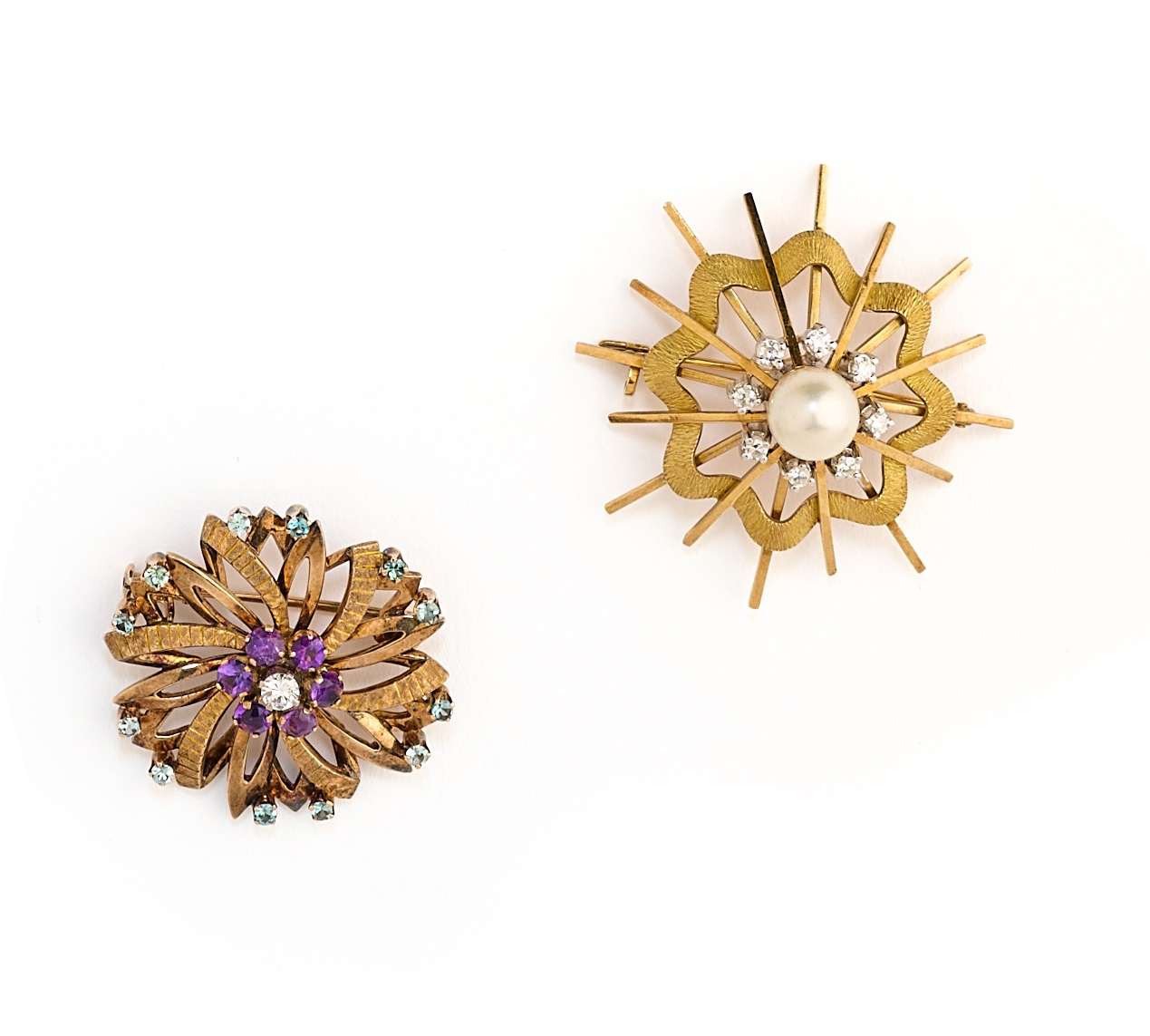 TWO GEM-SET BROOCHES, 1960s