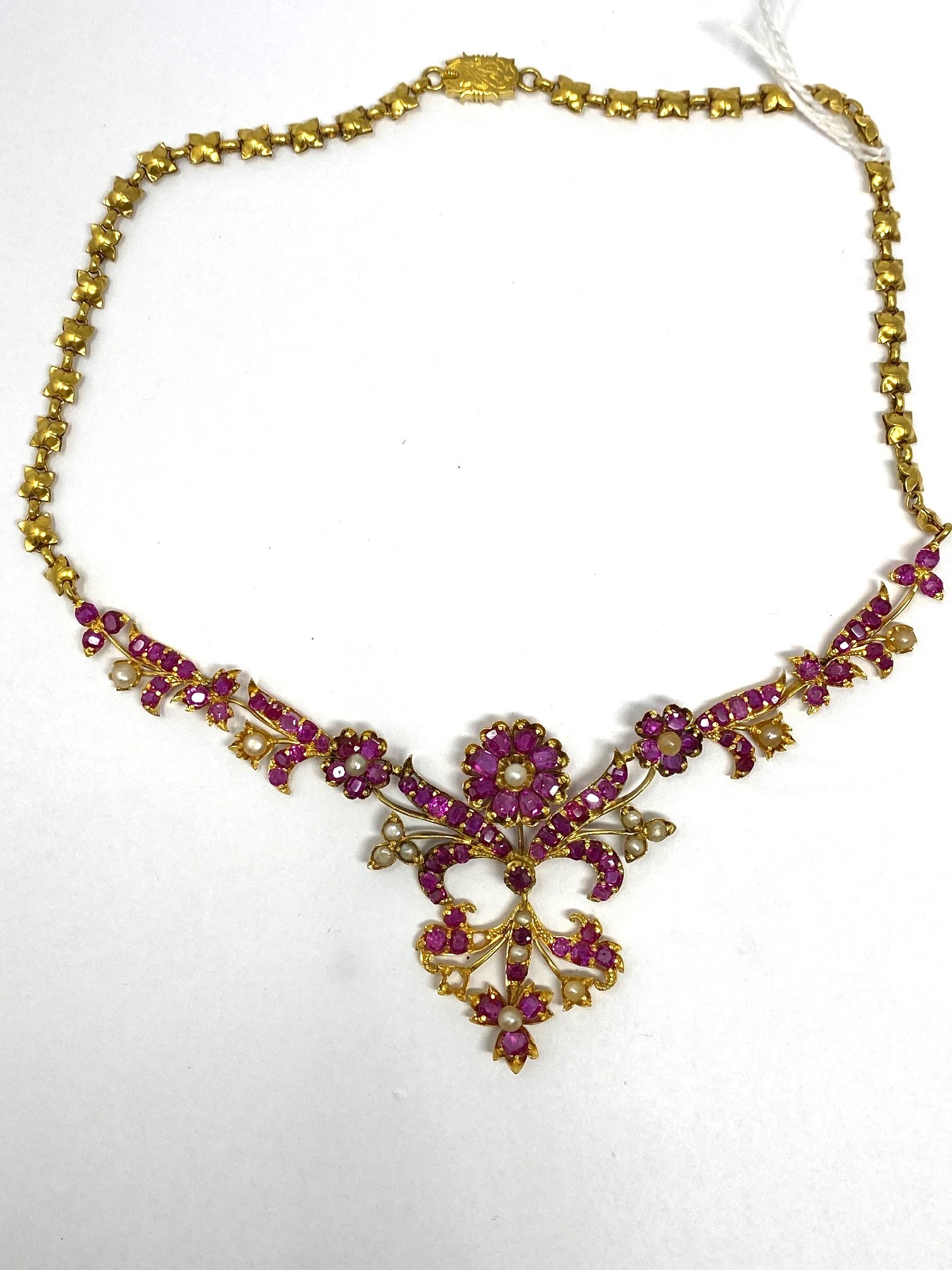 GOLD, RUBY AND SEED-PEARL NECKLACE, 1890s - Image 2 of 5