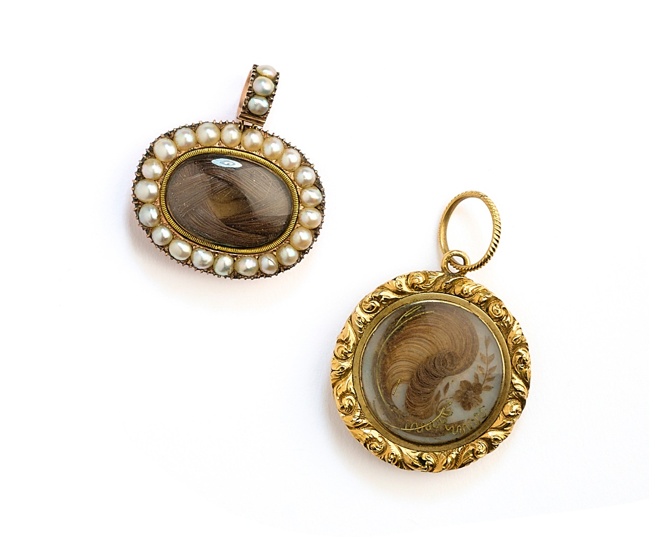 FOUR ANTIQUE LOCKETS, 1800s AND LATER
