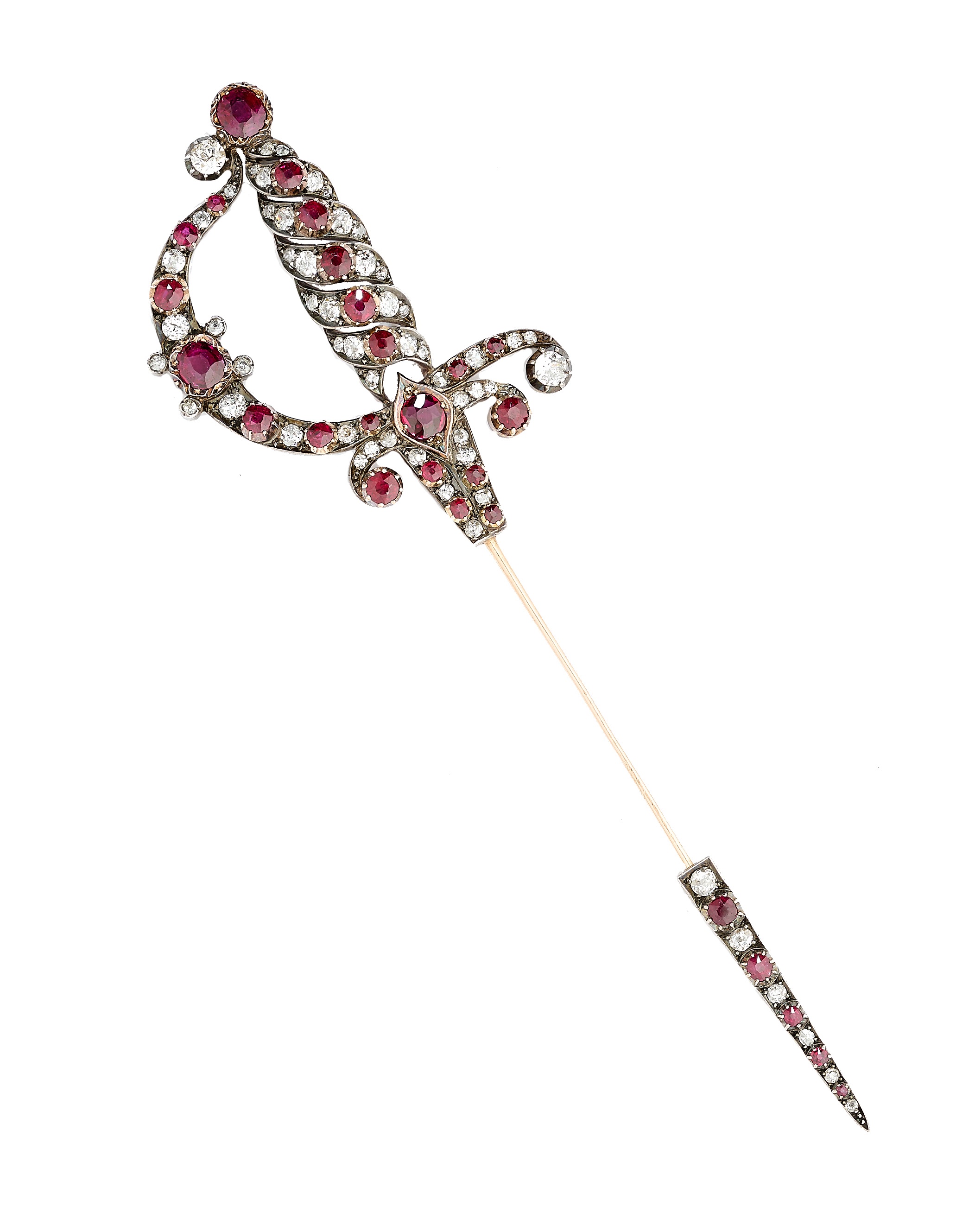 RUBY AND DIAMOND SURETE PIN, 1890s