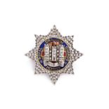 GARRARDS: GOLD, ENAMEL AND DIAMOND ROYAL DRAGOON GUARDS BROOCH, 1992