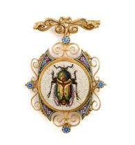 MICRO-MOSAIC AND GOLD PENDANT/BROOCH, 1870s