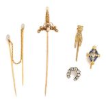 □ COLLECTION OF SIX STICK PINS, 1900s