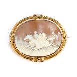 □ VICTORIAN SHELL CAMEO BROOCH, 1870s