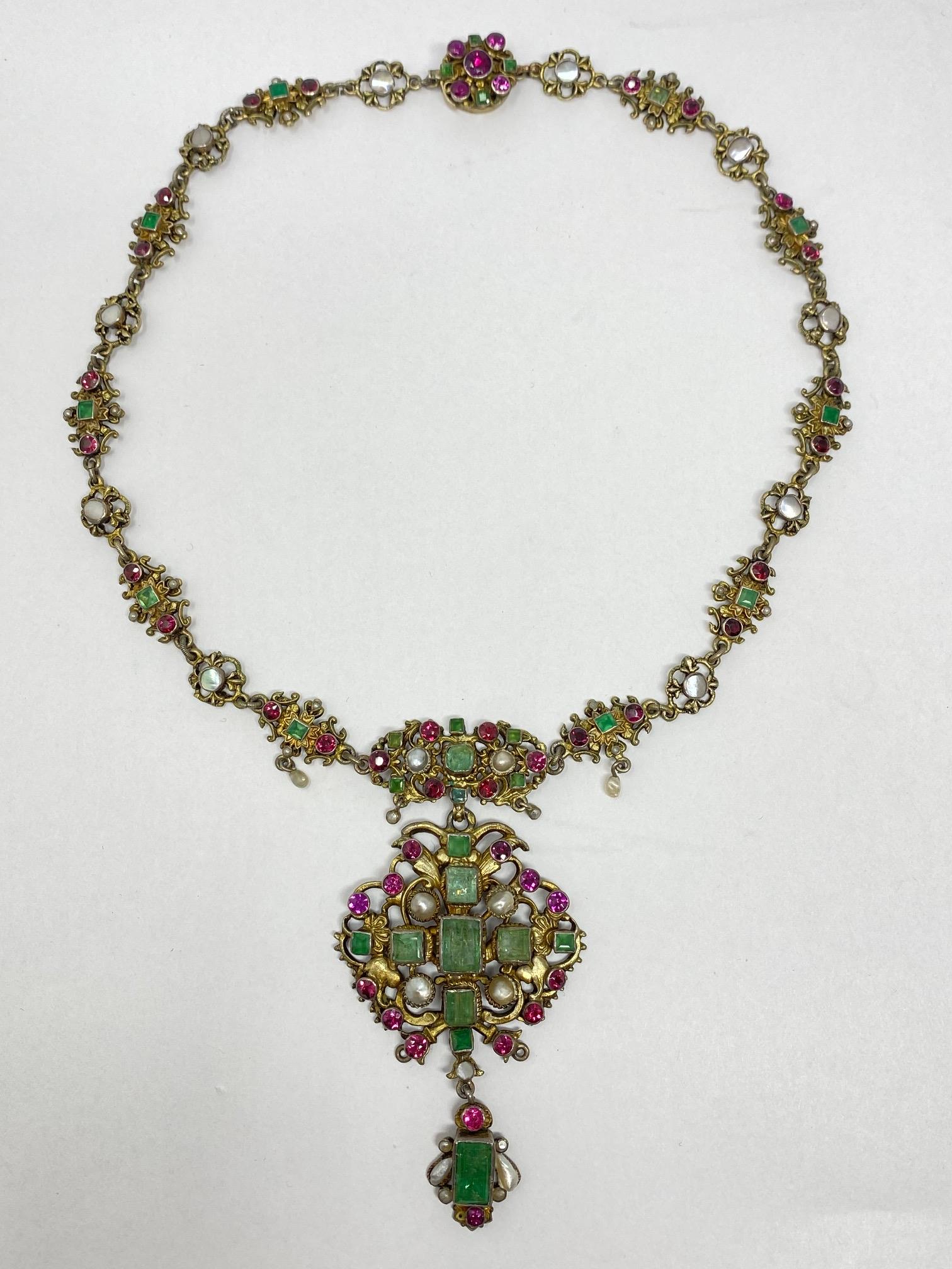 □ AUSTRO-HUNGARIAN SILVER-GILT AND GEM-SET NECKLACE, 1890s - Image 2 of 4