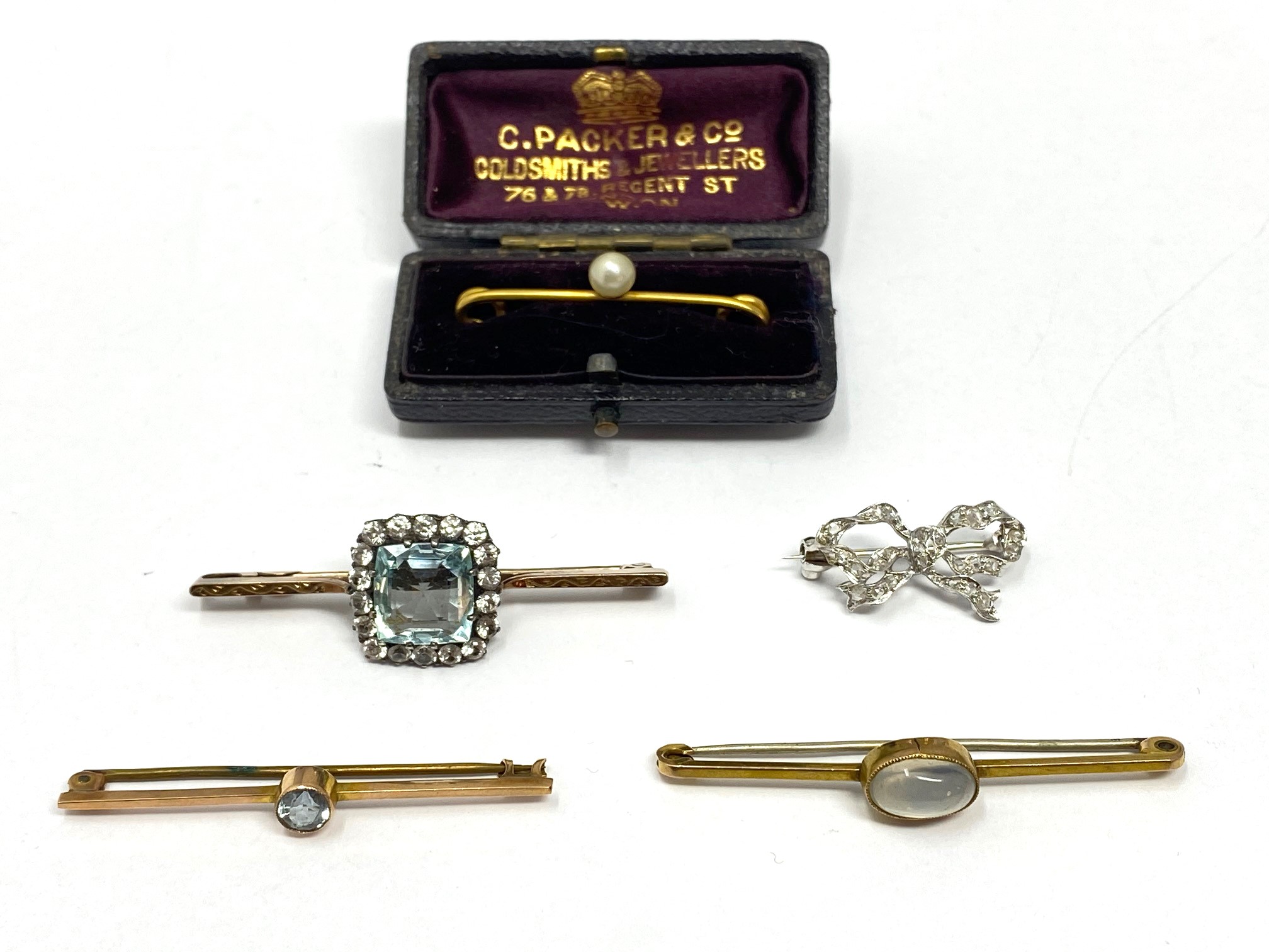 COLLECTION OF FIVE GEM-SET BROOCHES - Image 2 of 2