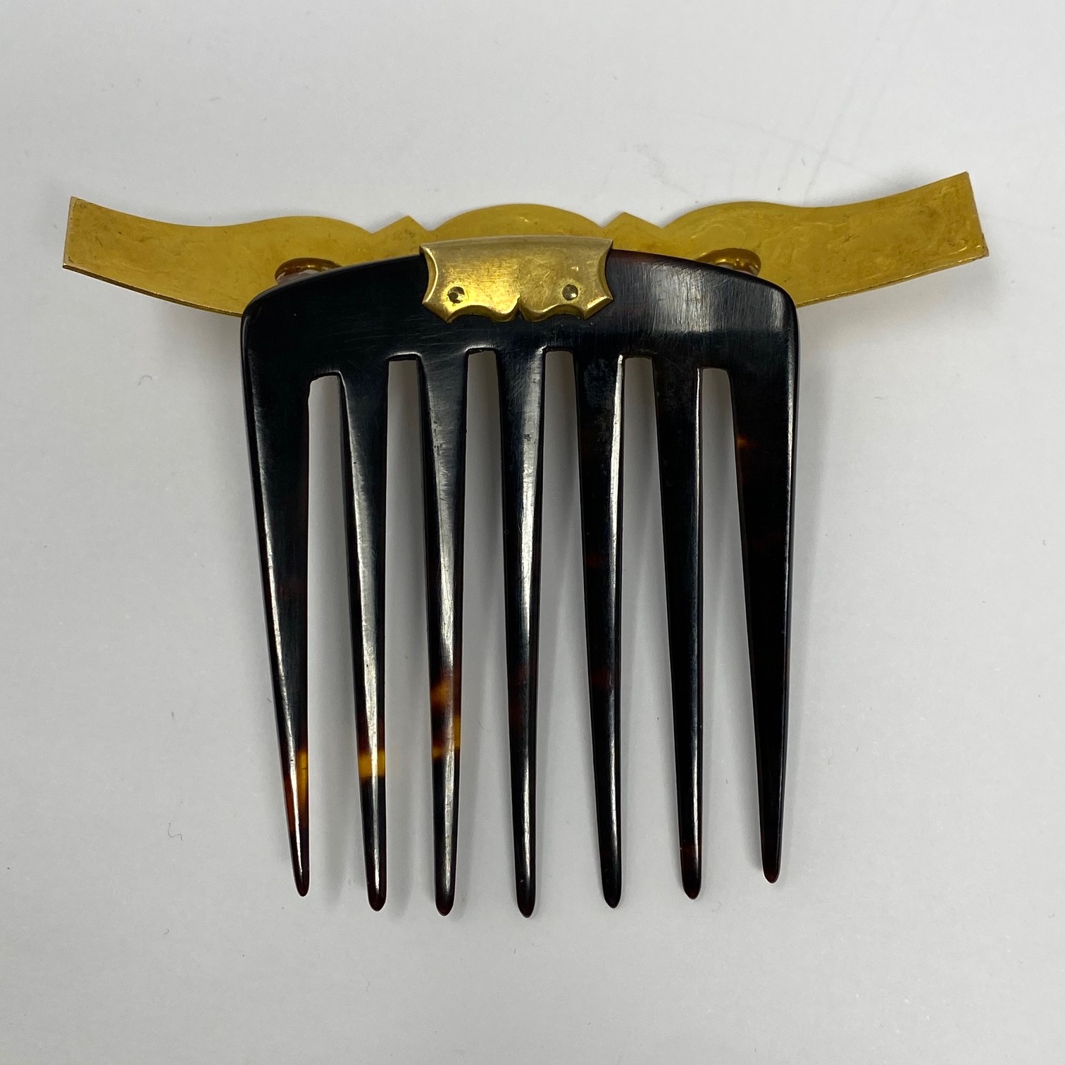 ˜ GOLD, TOPAZ, EMERALD AND TORTOISESHELL HAIR COMB, 1830s - Image 3 of 7