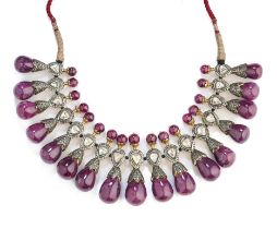 INDIAN RUBY AND DIAMOND NECKLACE