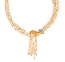 CARRERA Y CARRERA: SEED PEARL AND DIAMOND NECKLACE