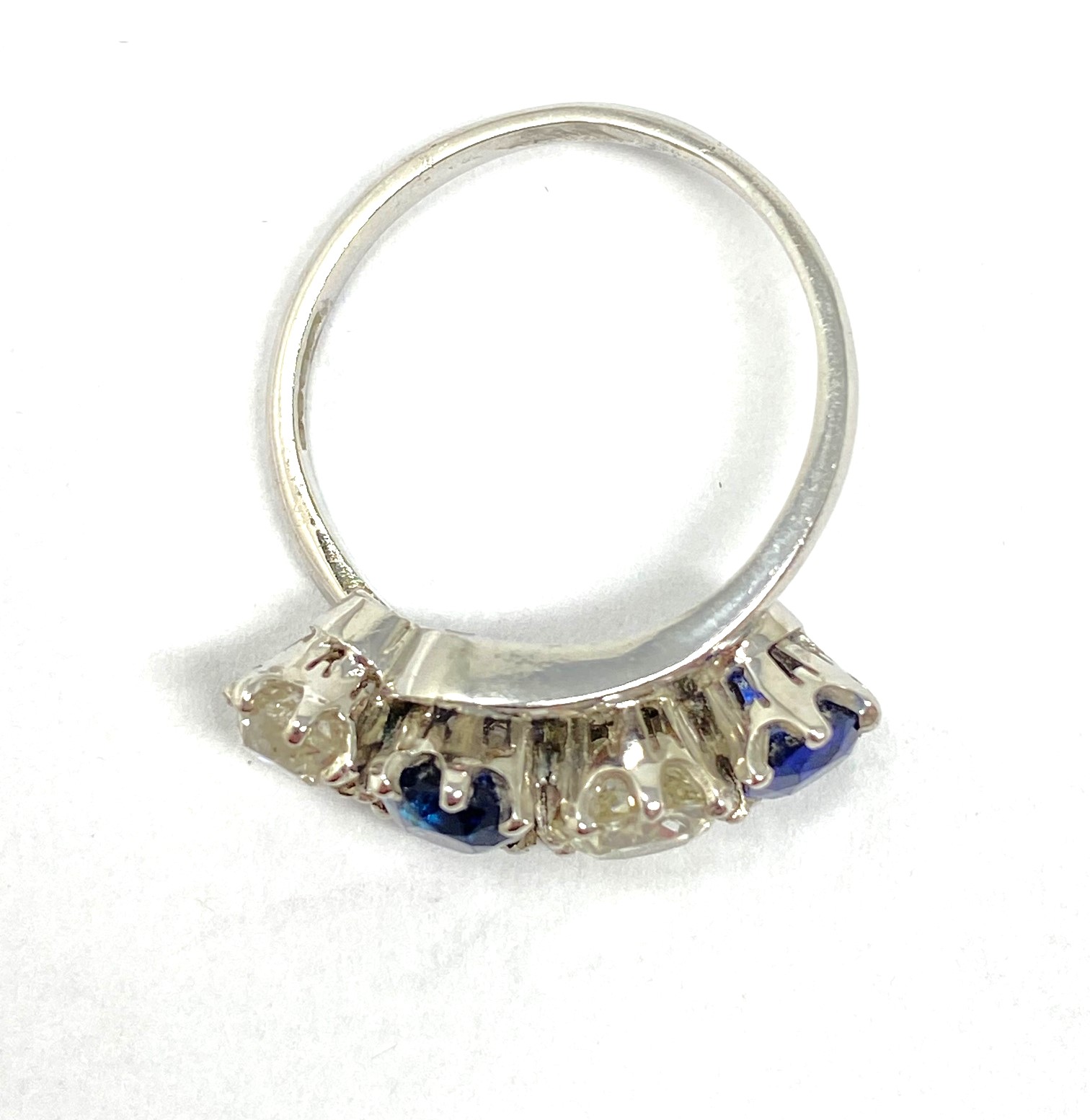 SAPPHIRE AND DIAMOND HALF HOOP RING - Image 3 of 4