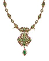 □ AUSTRO-HUNGARIAN SILVER-GILT AND GEM-SET NECKLACE, 1890s