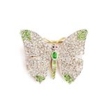 BELLE EPOQUE DIAMOND AND DEMANTOID GARNET BROOCH, 1910s