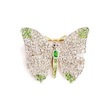 BELLE EPOQUE DIAMOND AND DEMANTOID GARNET BROOCH, 1910s