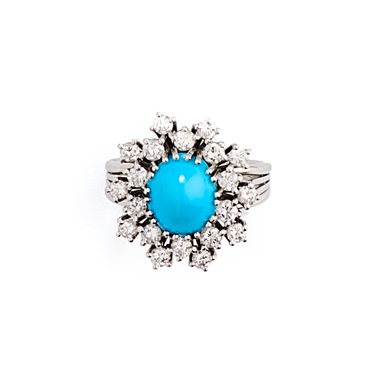 TURQUOISE AND DIAMOND RING, 1960s