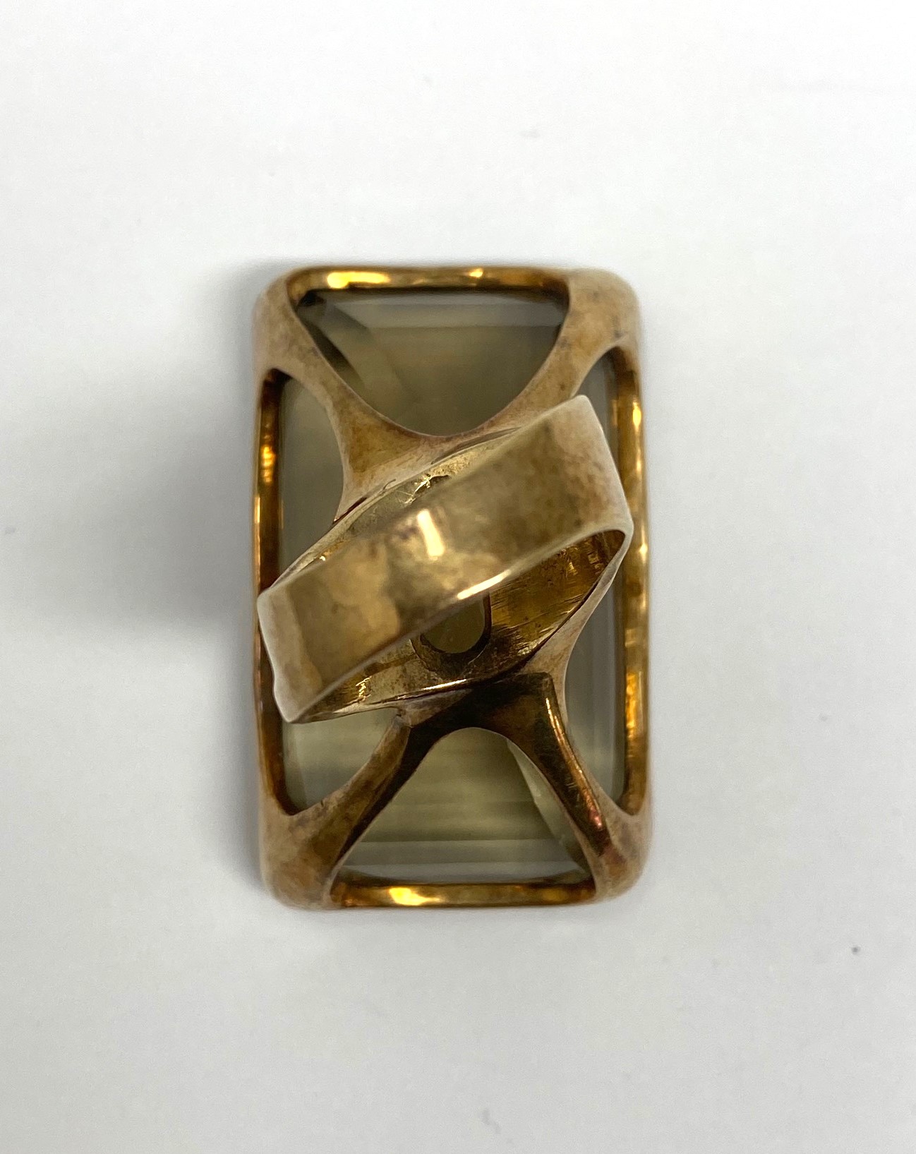 □ SMOKY QUARTZ AND GOLD COCKTAIL RING, 1982 - Image 3 of 7