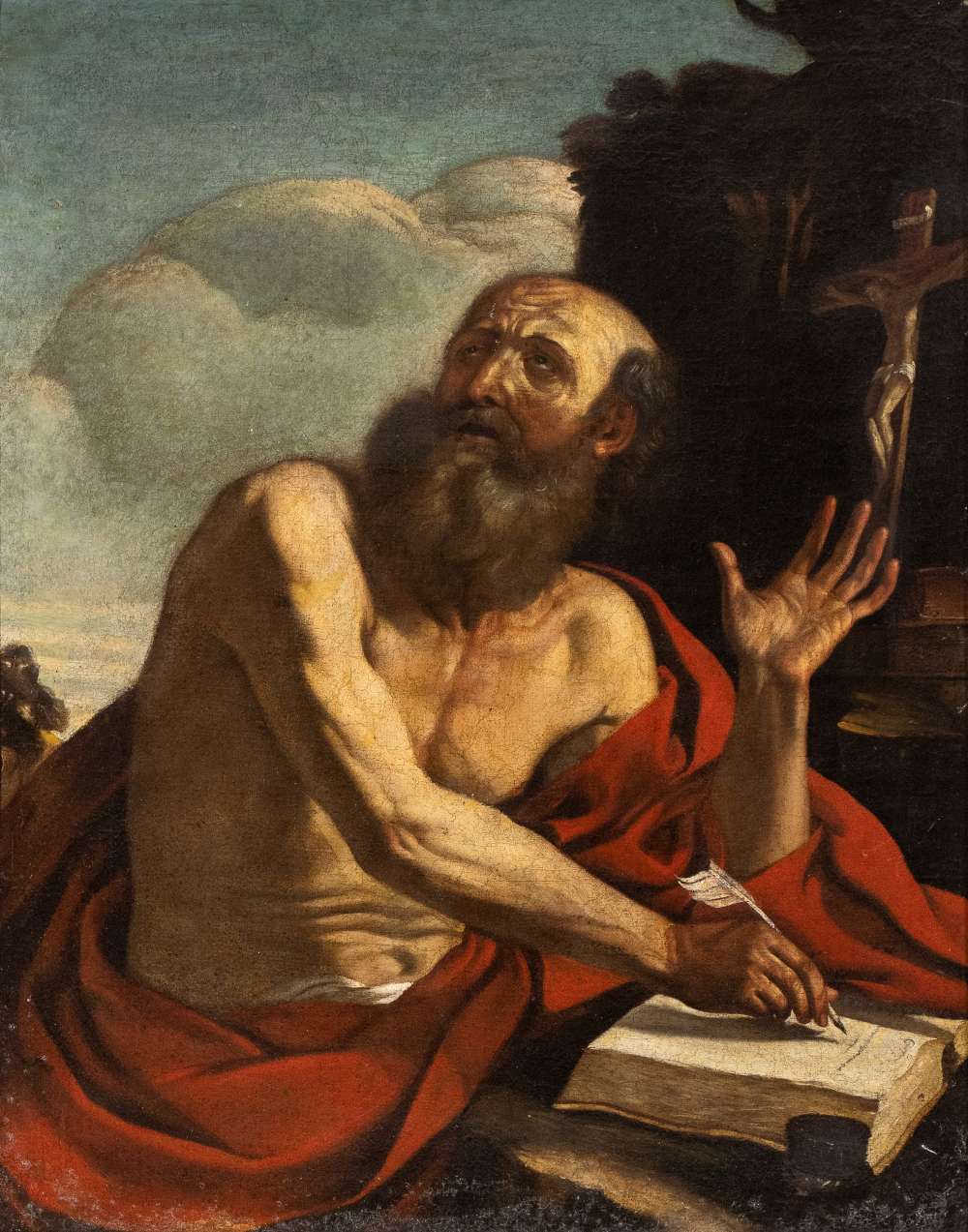 Giovanni Francesco Barbieri Guercino (cerchia di) Saint Jerome in the desert Oil on canvas Canvas