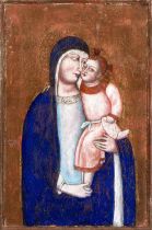 Ambrogio Lorenzetti (neimodi_di) Virgin with Child Tempera on panel Panel cm. 60x39. With shaped