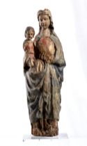 Artista toscano, XIV - XV secolo Virgin with Child Wooden sculpture Wood cm. 55x15x10. With