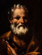 Artista napoletano, prima metà XVII secolo Saint Peter Oil on canvas Canvas cm. 60x47. Framed