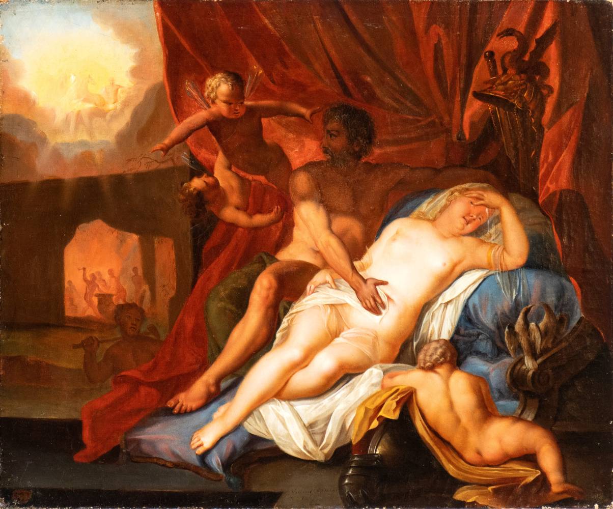 Artista italiano, XVIII secolo Venus and Mars Oil on canvas Canvas cm. 46x56
