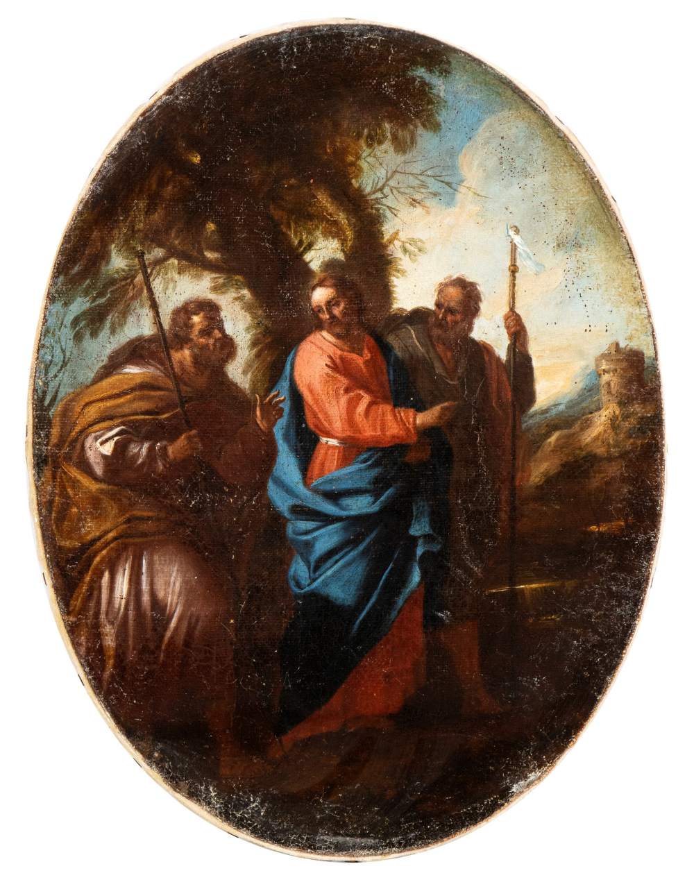 Artista attivo a Roma, prima metà XVIII secolo a) Noli me tangere; b) Meeting at Emmaus. Pair of - Image 3 of 5