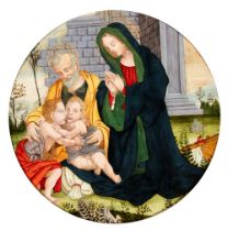 Artista fiorentino, fine XV - inizio XVI secolo Holy Family with Saint John Tempera on panel panel Ø