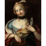 Artista veneto, fine XVIII - inizio XIX secolo Portrait of a lady with mask in hand Oil on canvas