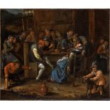 Artista fiammingo, XVIII secolo Peasant banquet Oil on canvas Canvas cm. 57,5x68